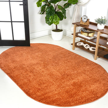 Haze Solid Low-pile Area Rug Orange